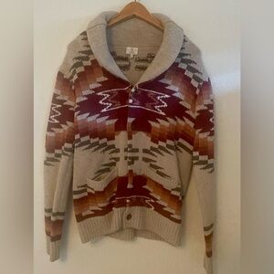 Mens Fahertys Medium Thunder Voice Hat Company Western Wool Sweater Cardigan